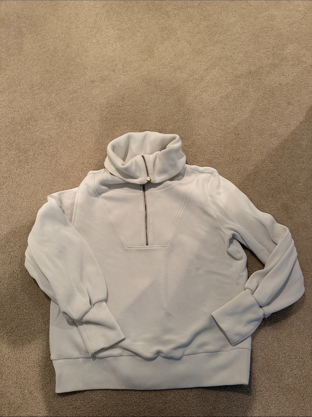 Varley Light Cream Half-yZip Funnel Neck Sweater